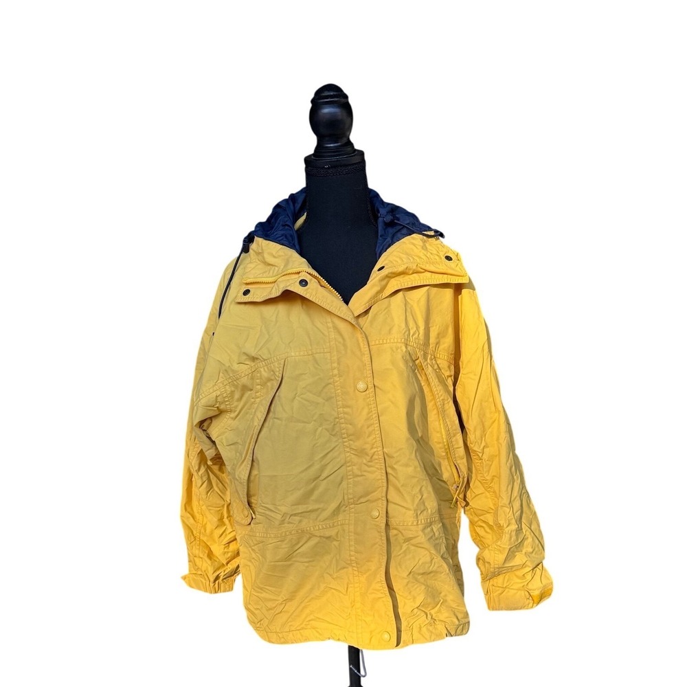 Eddie Bauer GORE-TEX Rain Jacket Women's Petite Small Yellow Hooded Waterproof